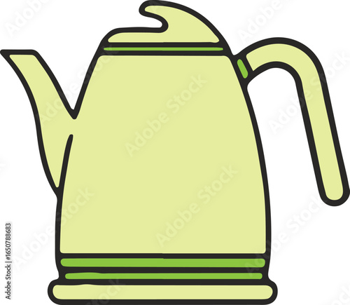 A simple vector illustration of a light green teapot - simple.