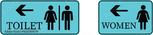 Toilet Icon set.square toilet signs collection, male, female and neutral gender, vector Illustration.Public bathroom pictogram. Male and female gender silhouette for lavatory door.