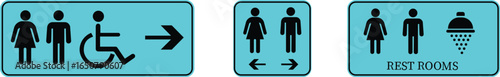 Toilet Icon set.square toilet signs collection, male, female and neutral gender, vector Illustration.Public bathroom pictogram. Male and female gender silhouette for lavatory door.
