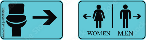 Toilet Icon set.square toilet signs collection, male, female and neutral gender, vector Illustration.Public bathroom pictogram. Male and female gender silhouette for lavatory door.