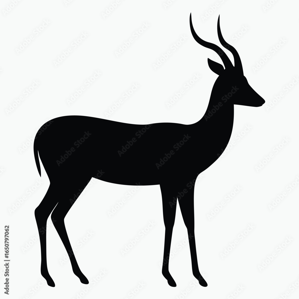 Fototapeta premium Antelope Silhouette Black Vector Elegant Wildlife Clipart for Design and Decoration