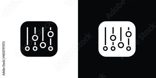 Audio console icon with sliders and knobs in black and white transparent style