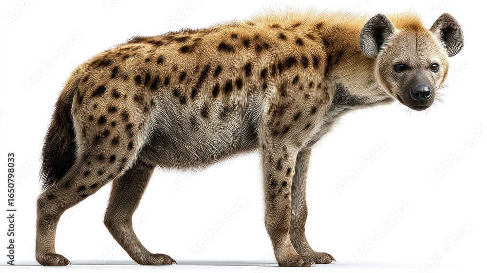Naklejka premium Side view of a spotted hyena