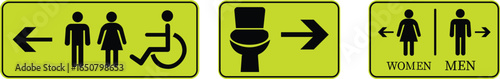 Toilet Icon set.square toilet signs collection, male, female and neutral gender, vector Illustration.Public bathroom pictogram. Male and female gender silhouette for lavatory door.