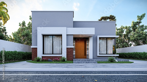 3D illustration of a luxurious one-story villa 2