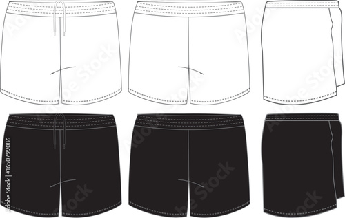 Shorts Gaelic technical drawing vector illustration. CAD mockup