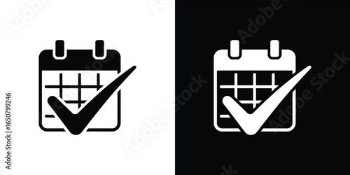 Calendar with Check Mark on Transparent Background, Event Date Icon Glyph