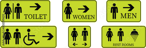 Toilet Icon set.square toilet signs collection, male, female and neutral gender, vector Illustration.Public bathroom pictogram. Male and female gender silhouette for lavatory door.