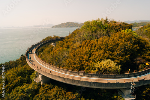 View of Shimanami Kaido and Cycling Road, Japan. Bridge