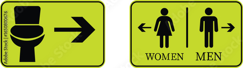 Toilet Icon set.square toilet signs collection, male, female and neutral gender, vector Illustration.Public bathroom pictogram. Male and female gender silhouette for lavatory door.