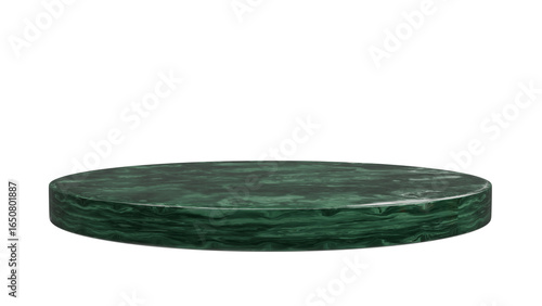 3D Render a green marble table top on a white background