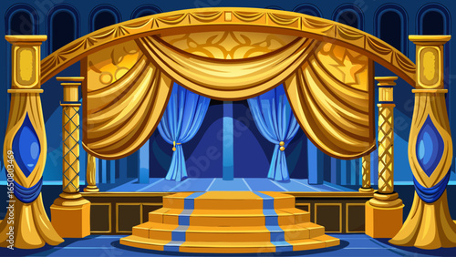 The great theatre stage stands waiting, auditorium echoing elegance, where architectural beauty, velvet seating, and refined details harmonize to form a luxurious, enchanting, and realistic vision of 
