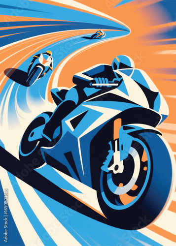 fast motorbike race Illustrator Artwork design template poster