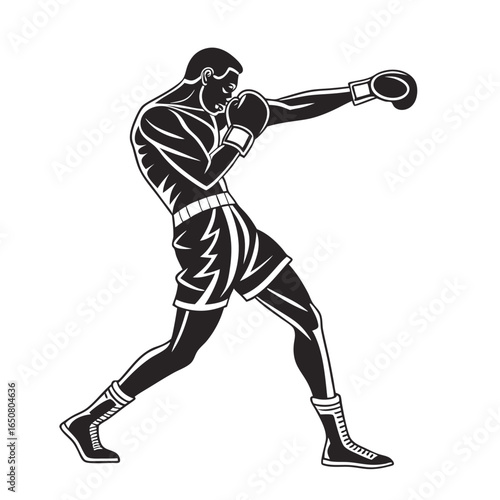 silhouette-of-boxing-fighter-punching--vector boxing, boxer, fight, fighting, training, gym, exercise, silhouette, man, male, punch,