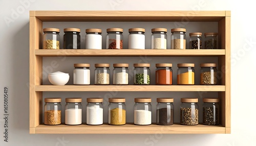 Wallpaper Mural Spices in Glass Jars on Wooden Shelf. Torontodigital.ca