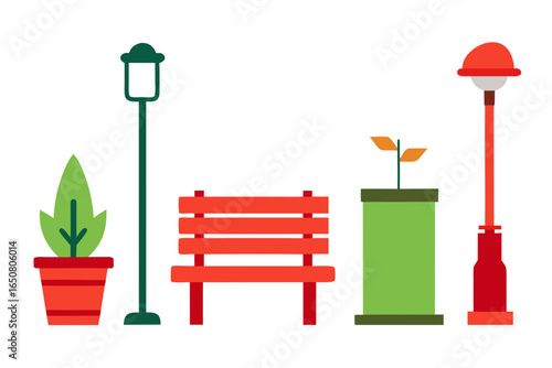 Collage of Urban Street Furniture Bench Bollard