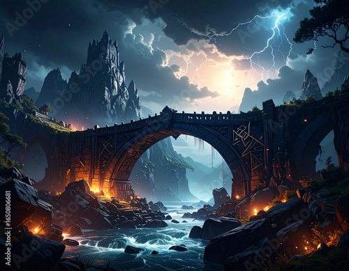 Ancient bridge over abyss