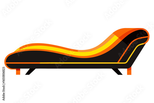 Conceptual Chaise Longue with Layered Leather and Wood
