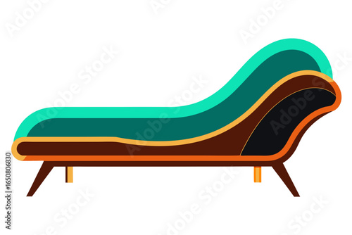 Conceptual Chaise Longue with Layered Leather and Wood