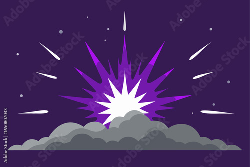 Cosmic Dust Explosion with Purple and Silver Highlights