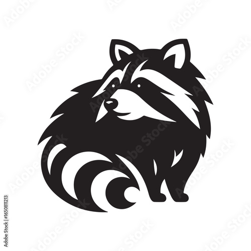 raccoon vector silhouette clip art logo design illustration. raccoon icons set collections.