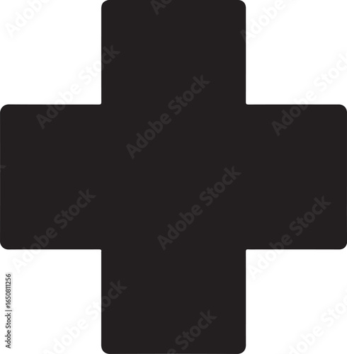 Medical cross icon silhouette vector design for healthcare, hospital, emergency, pharmacy, and clinic themes.