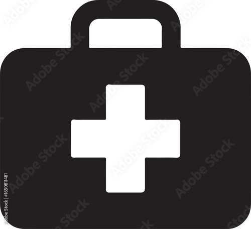 First aid kit silhouette vector design for medical, emergency, healthcare, safety, and health themes.