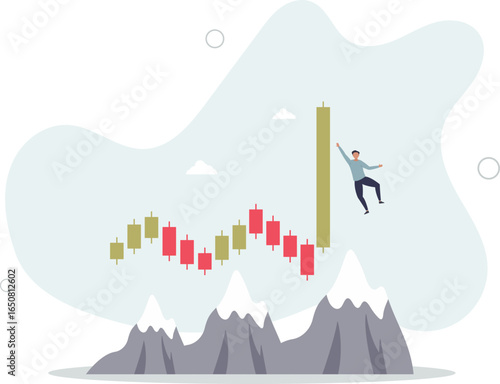 trader caught a strong price movement of a virtual asset. concept of updating the maximum and top.
