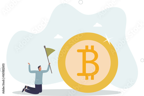An investor with a green flag believes in the growth of Bitcoin.