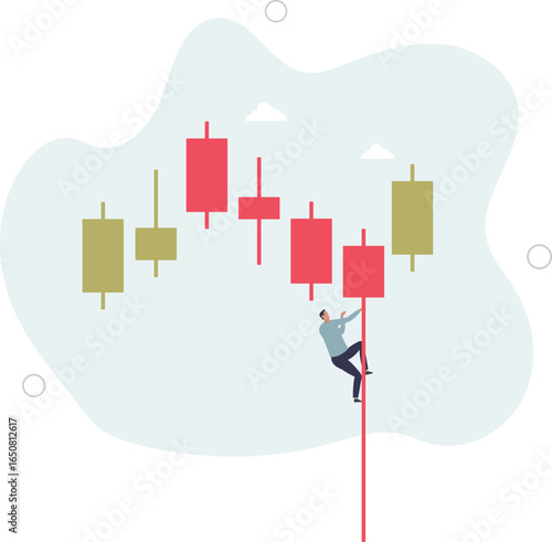 false movement of red candle. concept of growth of virtual assets.
