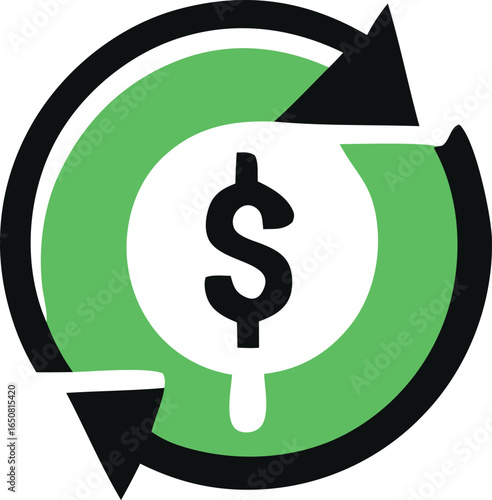 Circular arrow icon with dollar sign symbolizing financial transactions and money exchange processes