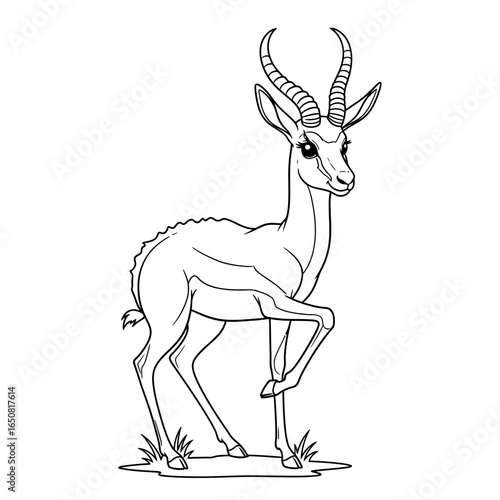Cute Anime African Springbok Coloring Page for Kids Printable African Animal Design Activity