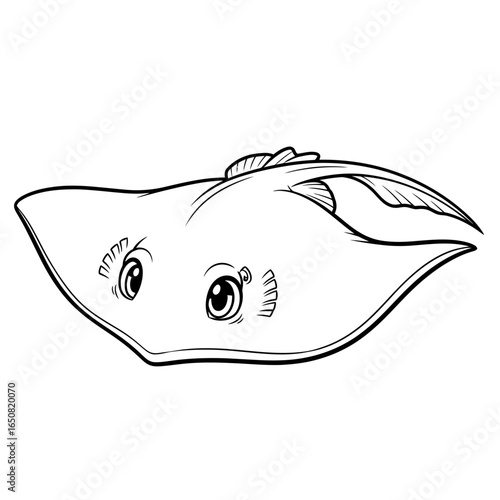 Charming Anime Style Freshwater Stingray Coloring Page for Children Adorable River Fun