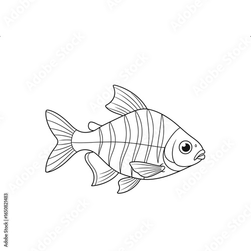Cute Anime Cardinal Tetra Coloring Page for Kids Printable Aquatic Animal Artwork