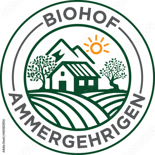 Vector natural product icon label set. 100 percent organic certified. Farm fresh, buy local. Line premium quality logo badges with green leaves. Eco bio food emblems for farmers market, healthy goods