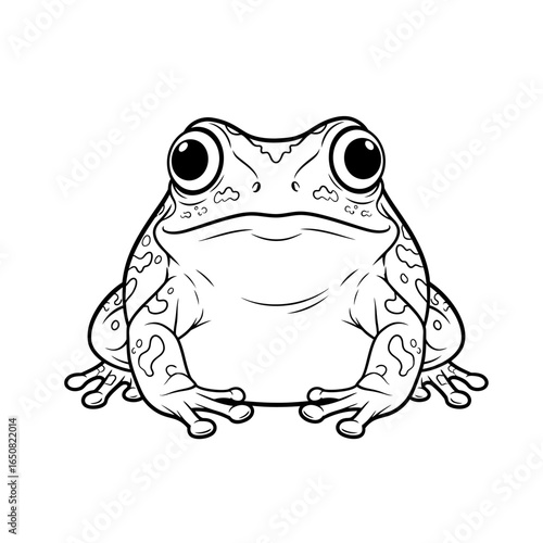 Common Rain Frog Anime Style Coloring Page for Kids Black and White Rainforest Amphibian Art