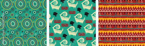 Seamless vector collection of African patterns with bold and colorful style and vector bundle set.