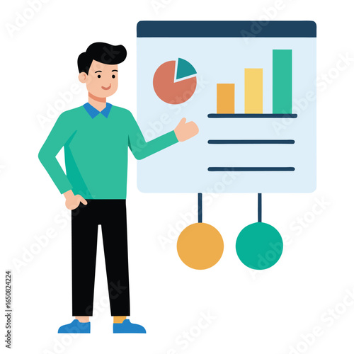 Businessman analyzing a chart and graph for business decisions