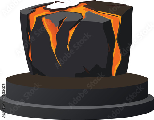 Silhouette illustration stone with volcano simple vector design of magma