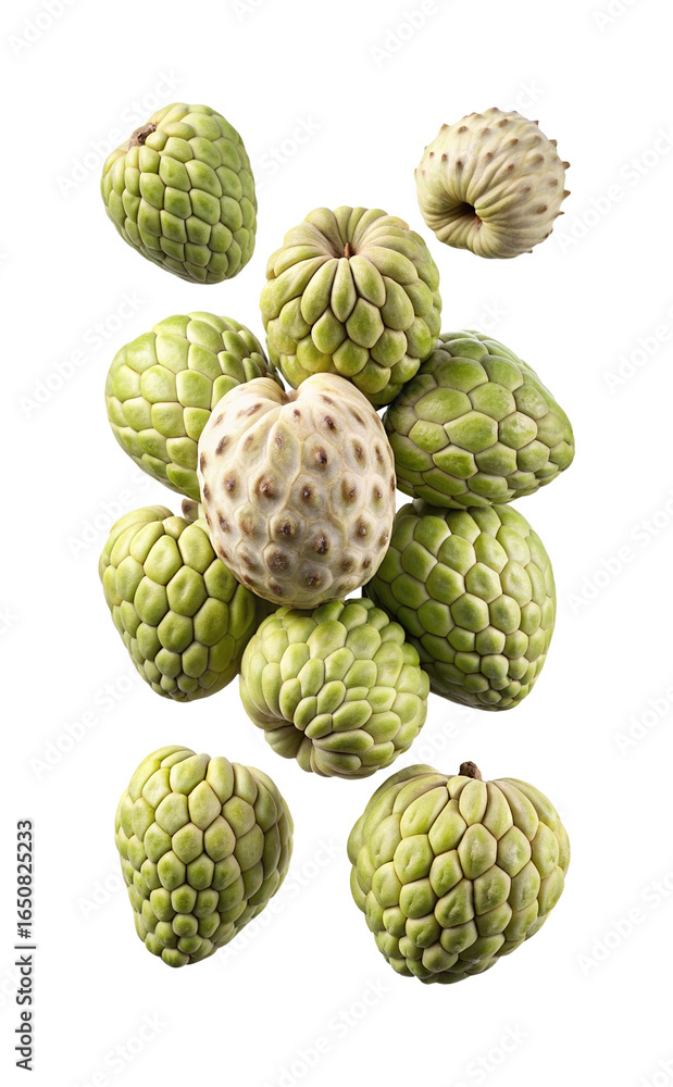 Fototapeta premium A vibrant stack of sugar apples creating an interesting visual composition