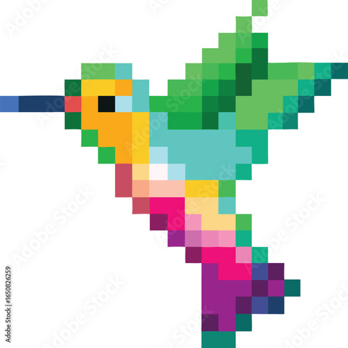 Icon of a Pixel Hummingbird in a Tiny Hover