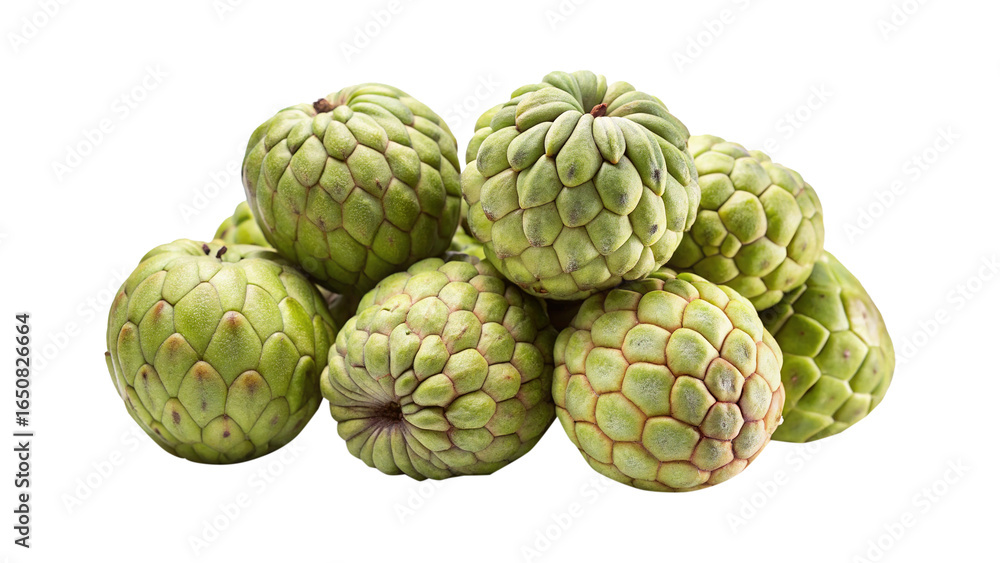 Fototapeta premium A pile of fresh and ripe green Sugar Apples in perfect condition