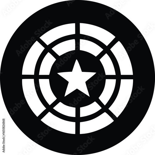 Iconic captain america shield emblem with a central white star and concentric rings a classic superhero symbol