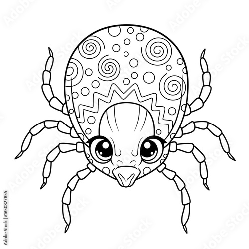 Amazon Tick Species Anime Style Coloring Page for Kids Black and White Insect Illustration