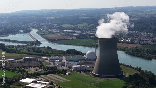 Kernkraftwerk Leibstadt, nuclear power plant, in Switzerland on the Rhine River on the German border.