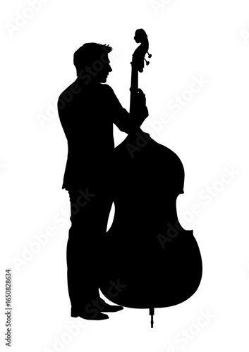 Jazzman with double bass silhouette