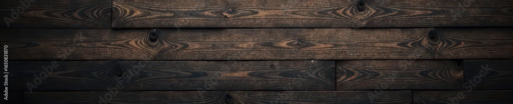 Fototapeta premium Dark, rustic wooden wall; weathered planks, deep grain texture, image, planks, natural