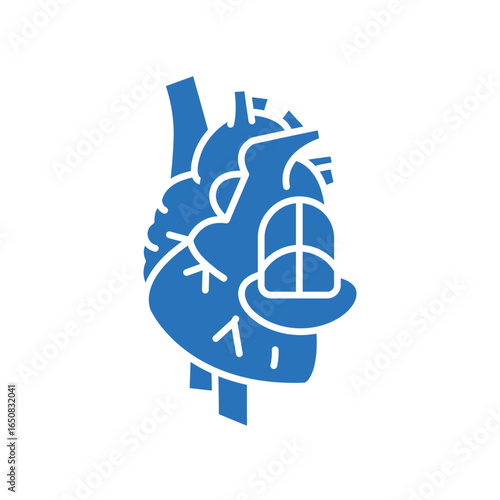 heart implant color flat icon for digital and print projects.