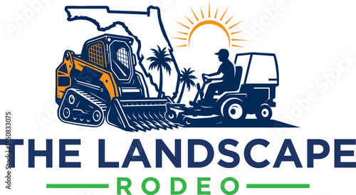 skid steer and excavator rental illustration logo design