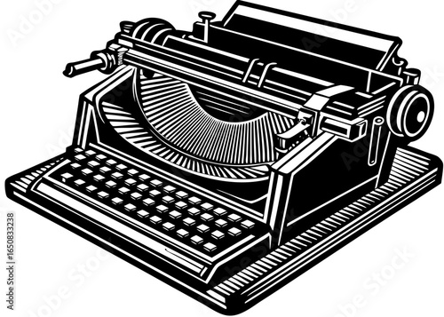 Vintage Typewriter Silhouette & PNG